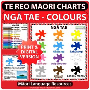 Te Reo Māori - Ngā Tae - Colours in Māori Charts & Posters - Teacher Resource - Woodward Education